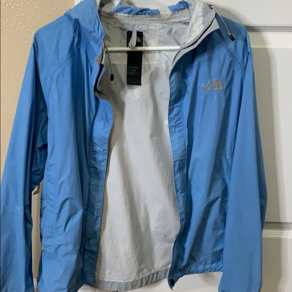 blue northface rain jacket